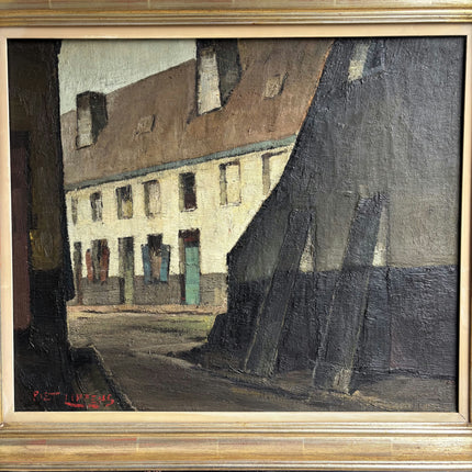 Rustic Cityscape Oil Painting "Row House" Handcrafted Large Artwork Holland Art Shop