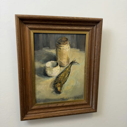 Rustic Still Life Oil Painting "Salt Shaker" Handcrafted Art Holland Art Shop