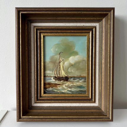 Expressive Oil Painting Seascape "Sailing Vessel" Marvelous Small Art Holland Art Shop