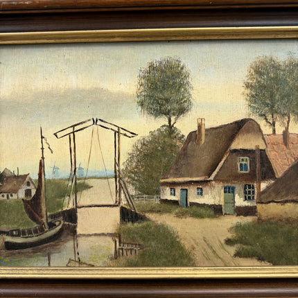 Timeless Harbor Scene Oil Painting "Thatched Cottage" Handcrafted Art Holland Art Shop