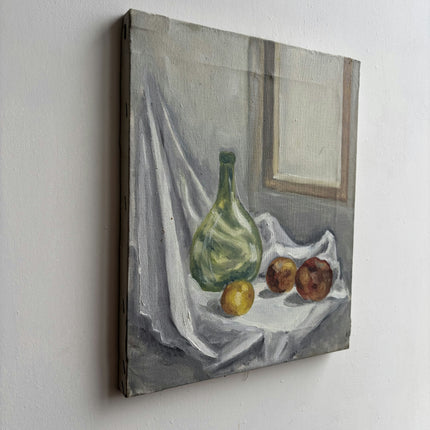 Handcrafted Still Life Oil Painting "Green Bottle" Expressive Small Art Holland Art Shop