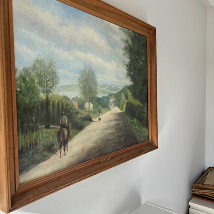 Elegant Landscape Oil Painting "Mounted Rider" Traditional Large Art Holland Art Shop