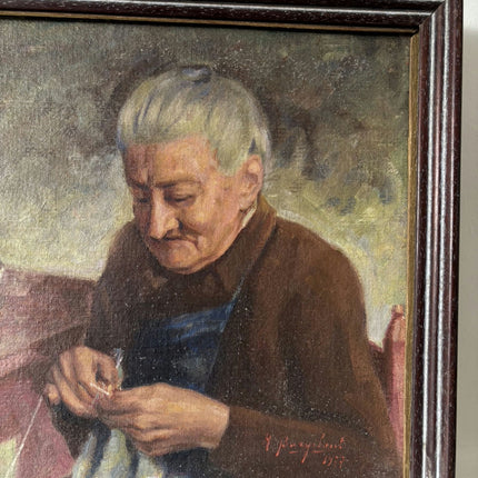 Marvelous Oil Painting Portrait "Sewing Woman" Wonderful Medium Artwork Holland Art Shop