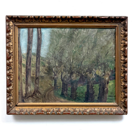 Vintage Landscape Oil Painting "Row Of Trees" Classic Small Artwork Holland Art Shop
