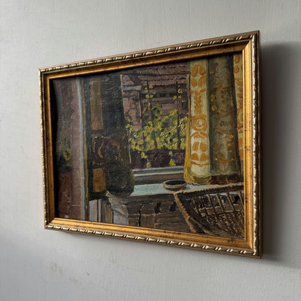 Elegant Interior Oil Painting "Potted Plant" Original Small Art Holland Art Shop