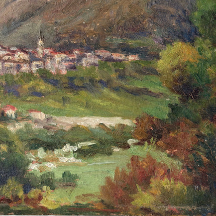 Detailed Landscape Oil Painting "Mountain Village" Handcrafted Small Artwork Holland Art Shop