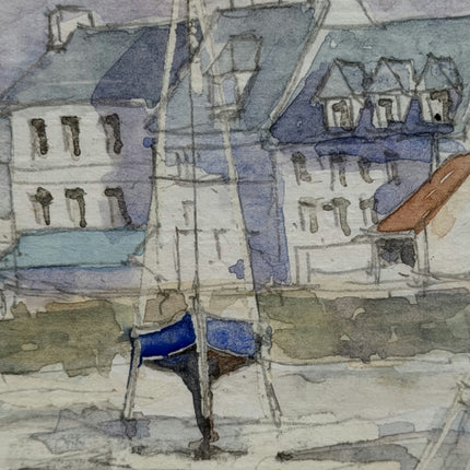 Expressive Harbor Scene Water Colour "Framed Painting" Detailed Small Artwork Holland Art Shop