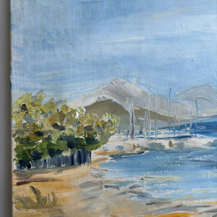 Rustic Seascape Oil Painting "Sailboat Canvas" Expressive Art Holland Art Shop