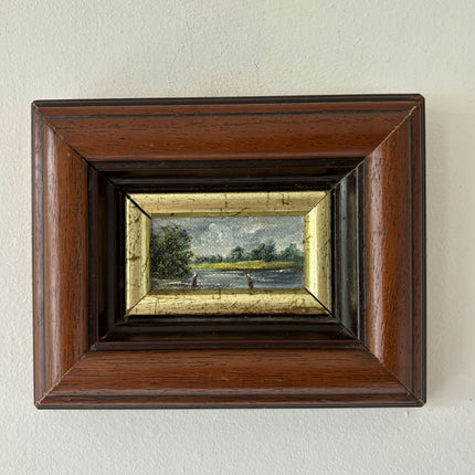 Authentic Interior Oil Painting "River Bank" Rustic Small Art Holland Art Shop