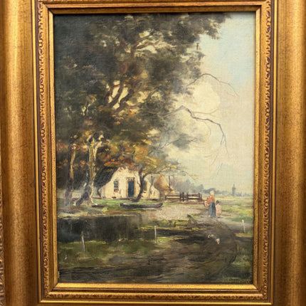 Elegant Landscape Oil Painting "Thatched Cottage" Handcrafted Artwork Holland Art Shop