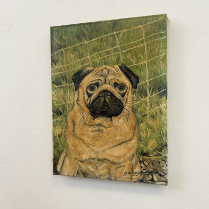 Timeless Animals Oil Painting "Pug in Grass" Classic Small Artwork Holland Art Shop