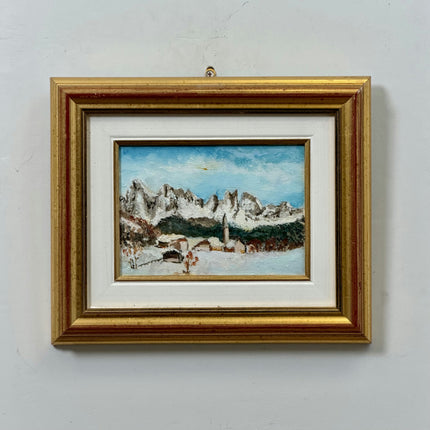 Timeless Winter Landscape Oil Painting "Snow Village" Rustic Small Art Holland Art Shop