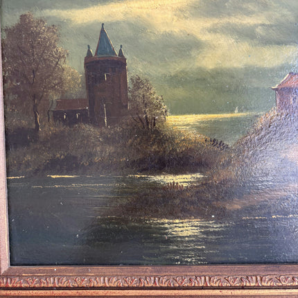 19th Century Antique Seascape Oil Painting "Ornate Frame" Art Holland Art Shop