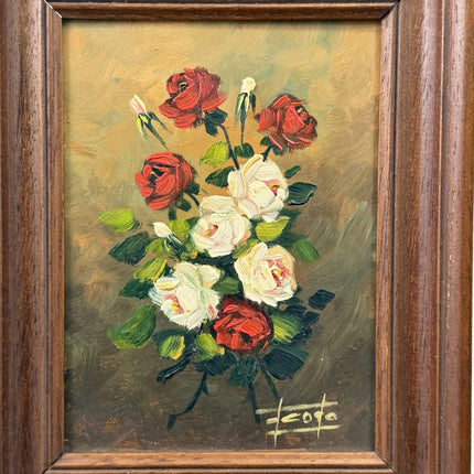 Original Floral Still Life Oil Painting "Red Roses" Handcrafted Small Artwork Holland Art Shop