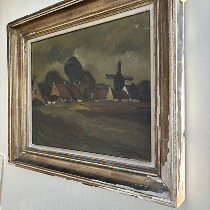 1941 Landscape Oil Painting "Painted Village" Artwork Holland Art Shop