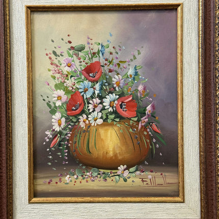 Elegant Landscape Oil Painting "Flower Vase" Detailed Small Art Holland Art Shop