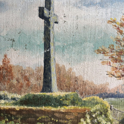 Classic Landscape Oil Painting "Wooden Post" Rustic Small Art Holland Art Shop