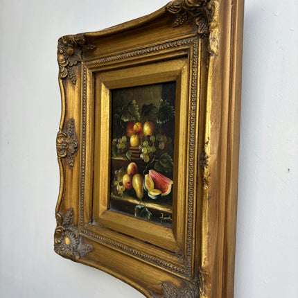 Rustic Floral Still Life Oil Painting "Fruit Bowl" Authentic Small Art Holland Art Shop