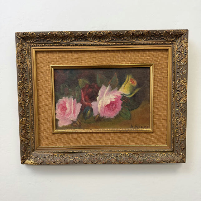 Refined Floral Still Life Oil Painting "Framed Roses" Traditional Art Holland Art Shop