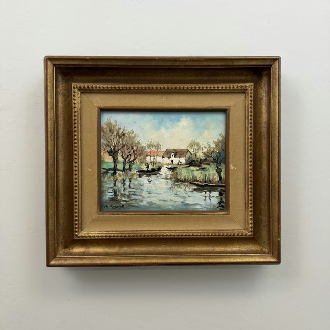 Timeless Landscape Oil Painting "Thatched Cottage" Original Art Holland Art Shop
