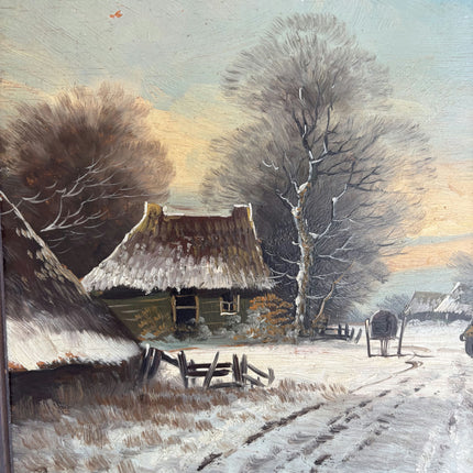 Handcrafted Farm Oil Painting "Thatched Cottage" Expressive Art Holland Art Shop