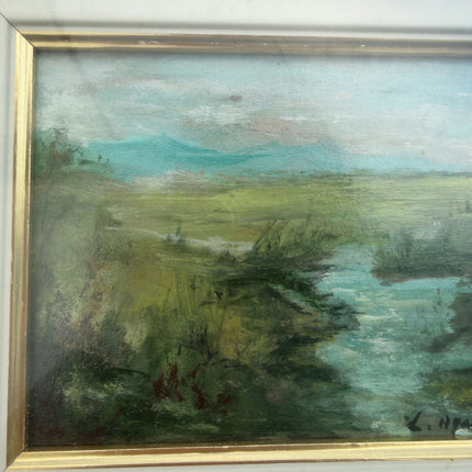 Expressive Landscape Oil Painting "Gilded Frame" Rustic Small Art Holland Art Shop