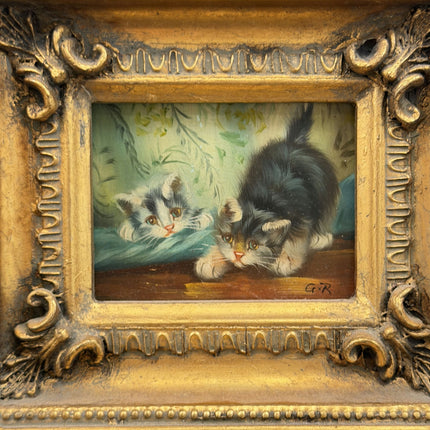 Rustic Animals Oil Painting "Gilded Frame" Authentic Small Artwork Holland Art Shop