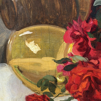 Authentic Floral Still Life Oil Painting "Red Roses" Detailed Artwork Holland Art Shop