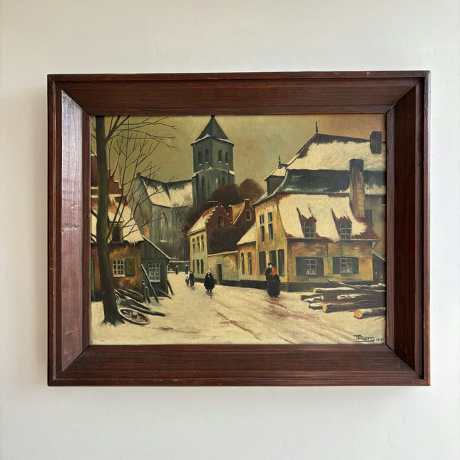 1941 Winter Landscape Oil Painting "Snowy Village" Art Holland Art Shop