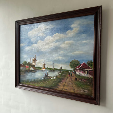 Expressive Harbor Scene Oil Painting "Canvas Back" Authentic Artwork Holland Art Shop