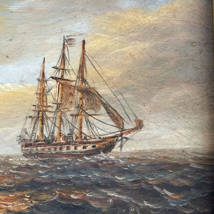 Antique Seascape Oil Painting "Gilded Frame" Elegant Small Artwork Holland Art Shop