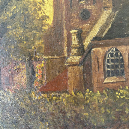 1933 Church Interior Oil Painting "Church Steeple" Belgium Art Holland Art Shop