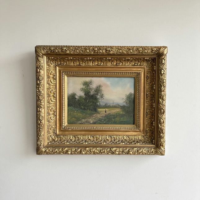 Handcrafted Landscape Oil Painting "Ornate Frame" Detailed Small Art Holland Art Shop