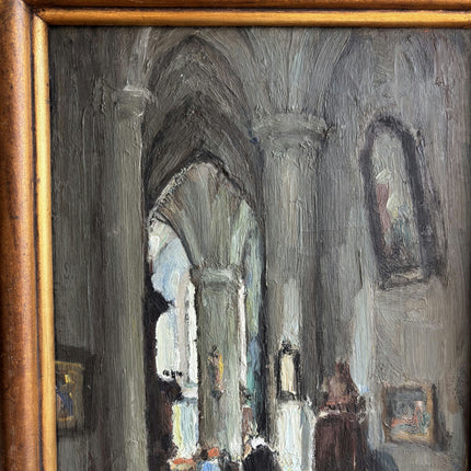 Classic Church Interior Oil Painting "Gilded Frame" Rustic Belgique Art Holland Art Shop