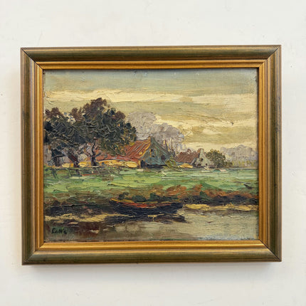 Timeless Landscape Oil Painting "Country Cottage" Rustic Small Artwork Holland Art Shop
