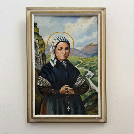 Vintage Portrait Oil Painting "Woman With Rosary" Rustic Artwork Holland Art Shop
