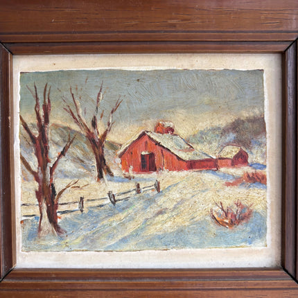 Elegant Winter Landscape Oil Painting "Wooden Frame" Expressive Small Artwork Holland Art Shop