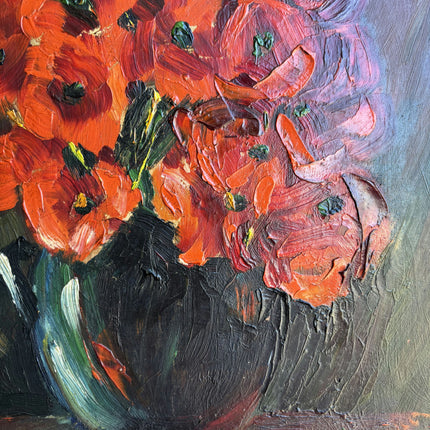 Classic Floral Still Life Oil Painting "Red Bouquet" Vintage Artwork Holland Art Shop