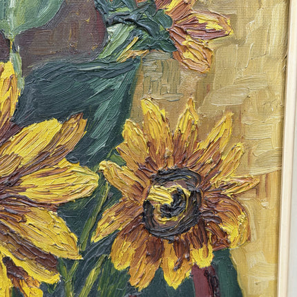 Original Floral Still Life Oil Painting "Sunflower Vase" Handcrafted Large Art Holland Art Shop