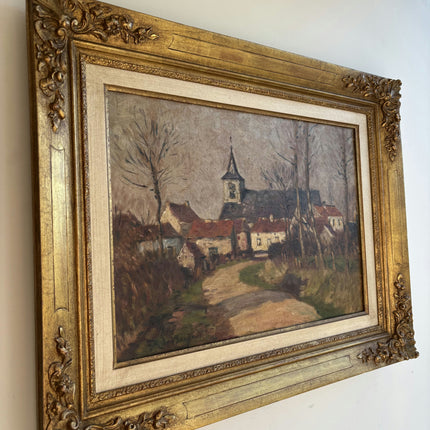 Original Landscape Oil Painting "Village Church" Refined Art Holland Art Shop