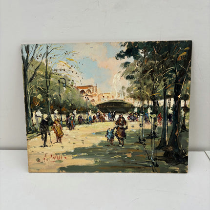 Handcrafted Cityscape Oil Painting "City Bridge" Expressive Small Art Holland Art Shop