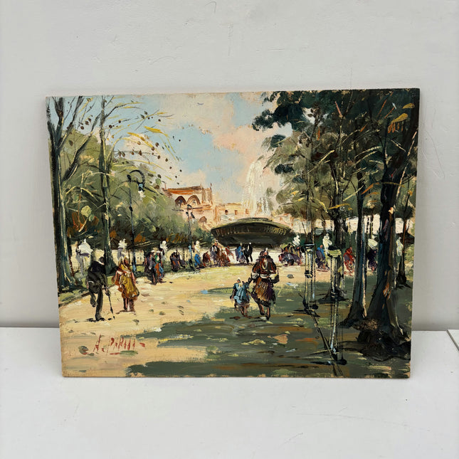 Handcrafted Cityscape Oil Painting "City Bridge" Expressive Small Art Holland Art Shop