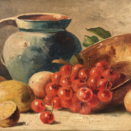 Handcrafted Still Life Oil Painting "Cherry Bunch" Timeless Small Art Holland Art Shop