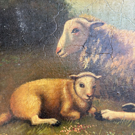 19th Century Antique Animals Oil Painting "Grazing Sheep" Artwork Holland Art Shop