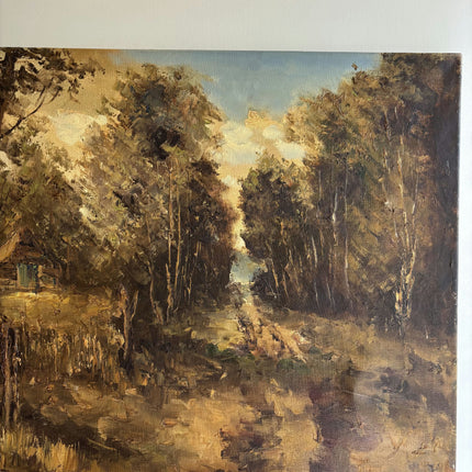 Handcrafted Landscape Oil Painting "Forest Path" Elegant Artwork Holland Art Shop