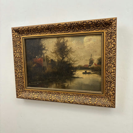 Elegant Landscape Oil Painting "Gilded Frame" Original Small Art Holland Art Shop