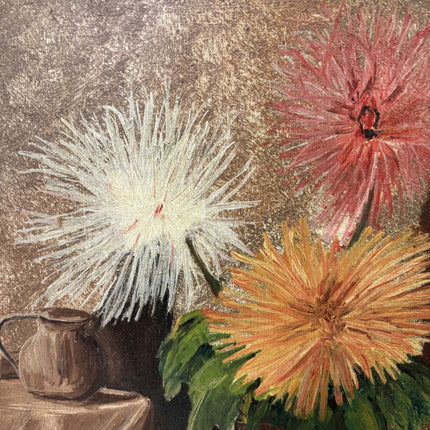 Authentic Interior Oil Painting "Spiky Chrysanthemum" Handcrafted Art Holland Art Shop
