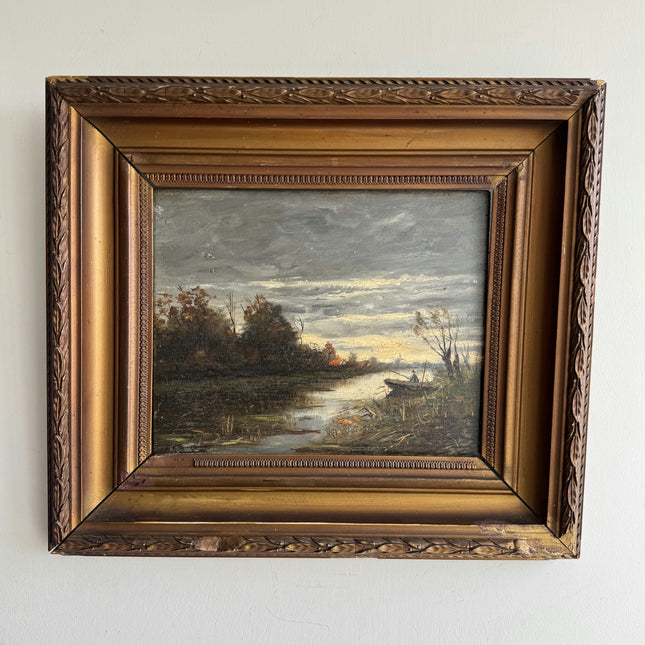 Classic Landscape Oil Painting "Gilded Frame" Handcrafted Small Art Holland Art Shop