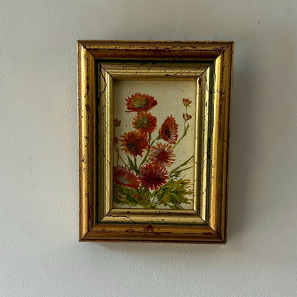 Authentic Floral Still Life Oil Painting "Golden Frame" Expressive Small Art Holland Art Shop