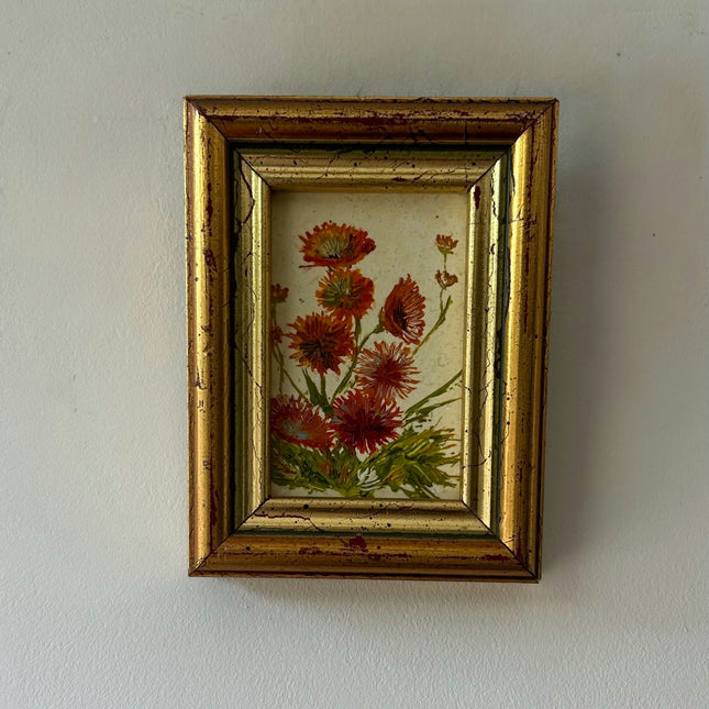 Authentic Floral Still Life Oil Painting "Golden Frame" Expressive Small Art Holland Art Shop